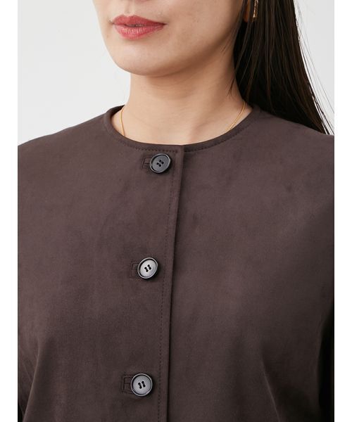 パッチポケットコンパクトスエードジャケット（ノーカラージャケット