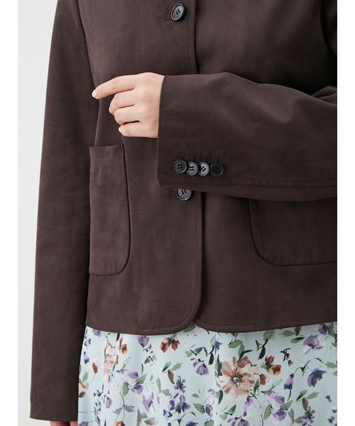 パッチポケットコンパクトスエードジャケット（ノーカラージャケット
