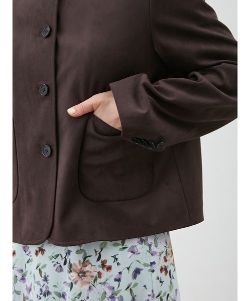 パッチポケットコンパクトスエードジャケット（ノーカラージャケット