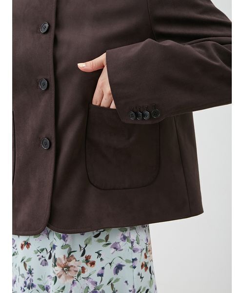 パッチポケットコンパクトスエードジャケット（ノーカラージャケット