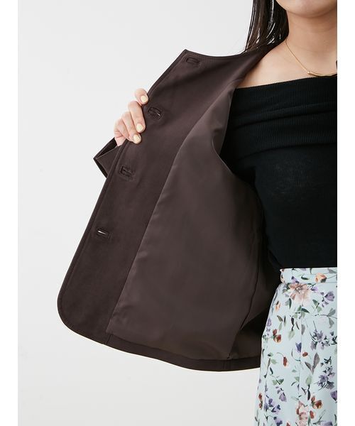 パッチポケットコンパクトスエードジャケット（ノーカラージャケット