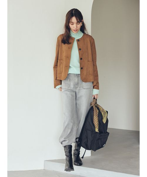 パッチポケットコンパクトスエードジャケット（ノーカラージャケット