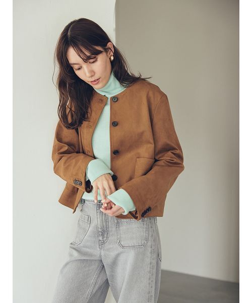 Mila Owen（ミラオーウェン）の「パッチポケットコンパクトスエードジャケット（ノーカラージャケット・レディース・キャメル/ダークブラウン・0/1）」の20枚目の写真