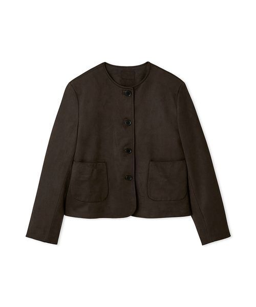 パッチポケットコンパクトスエードジャケット（ノーカラージャケット