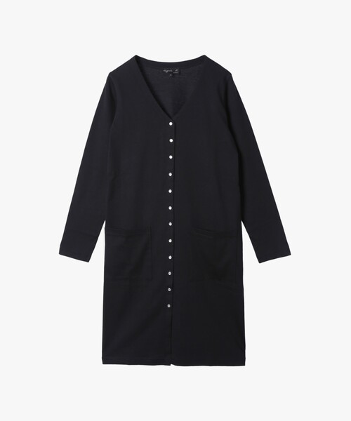 agnes b.(アニエスベー)の「コットン Vネック カーディガンプレッション ワンピース(ワンピース・レディース・ネイビー・3/2)」の1枚目の写真