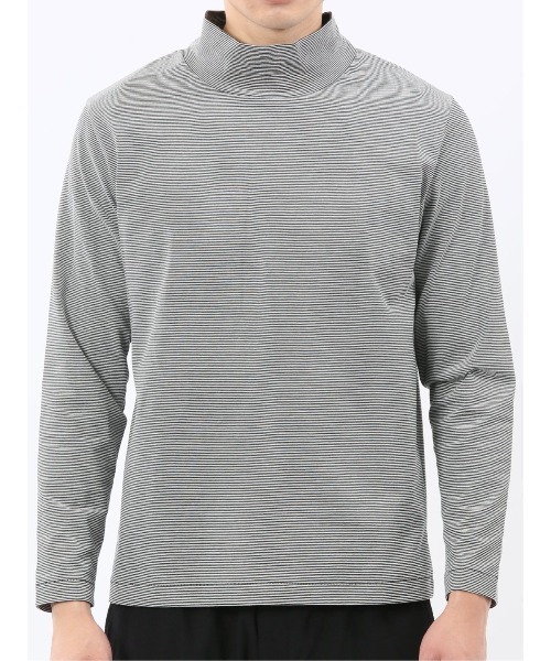 TAKA-Q(タカキュー)の「【ストレッチ シルケットコットン】m.f.エディトリアル メンズ ハイネック 長袖Tシャツ(Tシャツ/カットソー・メンズ・ホワイト×ブラック/ブラウン・MEDIUM/X-LARGE/LARGE)」の5枚目の写真