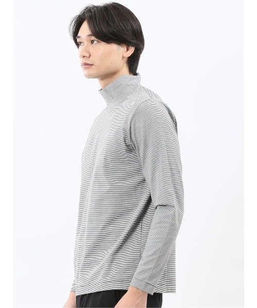 TAKA-Q(タカキュー)の「【ストレッチ シルケットコットン】m.f.エディトリアル メンズ ハイネック 長袖Tシャツ(Tシャツ/カットソー・メンズ・ホワイト×ブラック/ブラウン・MEDIUM/X-LARGE/LARGE)」の10枚目の写真