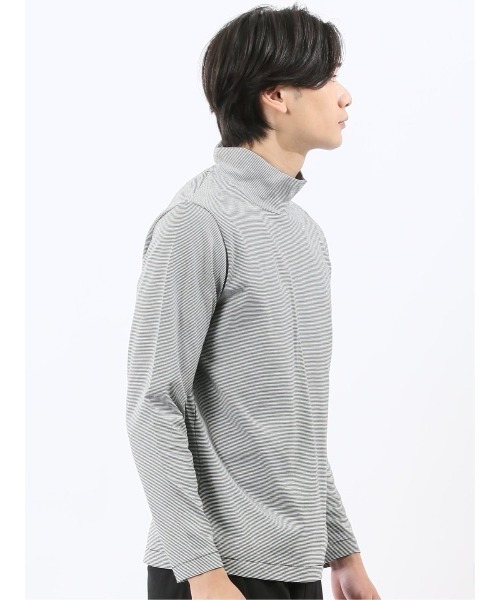 TAKA-Q(タカキュー)の「【ストレッチ シルケットコットン】m.f.エディトリアル メンズ ハイネック 長袖Tシャツ(Tシャツ/カットソー・メンズ・ホワイト×ブラック/ブラウン・MEDIUM/X-LARGE/LARGE)」の12枚目の写真