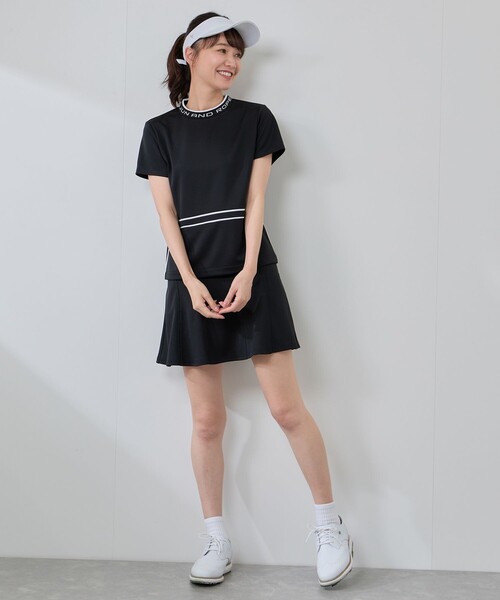 JUN&ROPE'（ジュンアンドロペ）の「【セットアップ対応】【UV】【吸水速乾】衿ロゴ編立使い半袖プルオーバー（Tシャツ/カットソー・レディース・ブラック/ホワイト・L/M/S）」の3枚目の写真