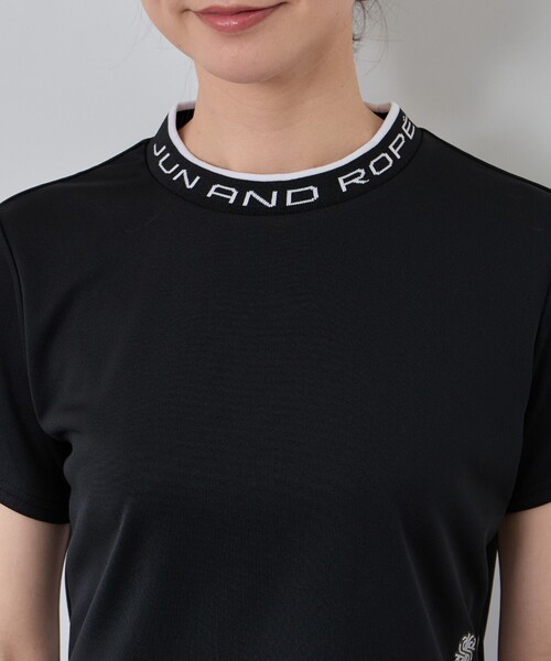 JUN&ROPE'（ジュンアンドロペ）の「【セットアップ対応】【UV】【吸水速乾】衿ロゴ編立使い半袖プルオーバー（Tシャツ/カットソー・レディース・ブラック/ホワイト・L/M/S）」の9枚目の写真