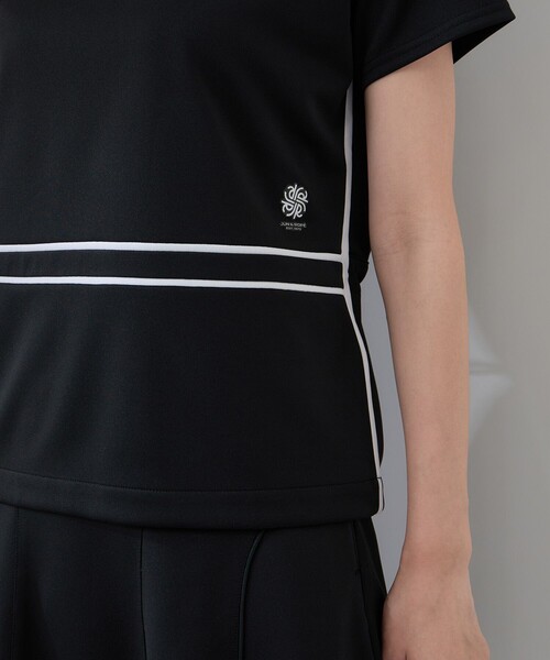 JUN&ROPE'（ジュンアンドロペ）の「【セットアップ対応】【UV】【吸水速乾】衿ロゴ編立使い半袖プルオーバー（Tシャツ/カットソー・レディース・ブラック/ホワイト・L/M/S）」の11枚目の写真