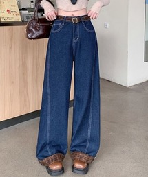 SHANANA MILシャナナミル　パッチワークパンツ　ゆったり　チェック柄 SHANANA MILシャナナミル パッチワークパンツ ゆったり チェック