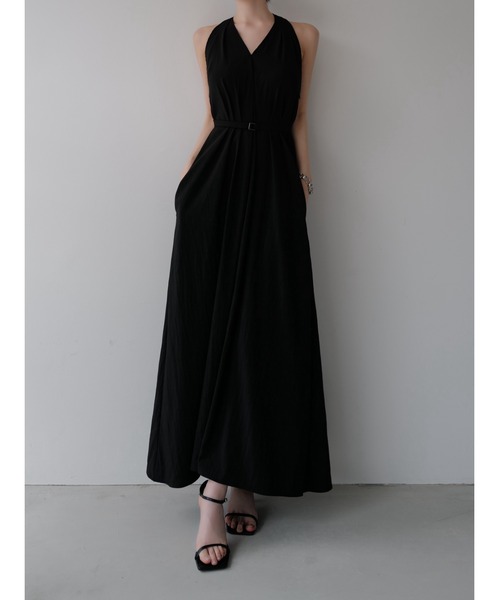 crossed back long dress