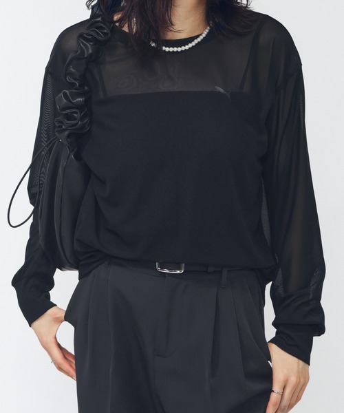 PUMA(プーマ)の「プーマ AUTUMN メッシュ LS Tシャツ(Tシャツ/カットソー・レディース・ブラック/ライトベージュ/ライラック/グリーン・L/S/M/XL)」の2枚目の写真