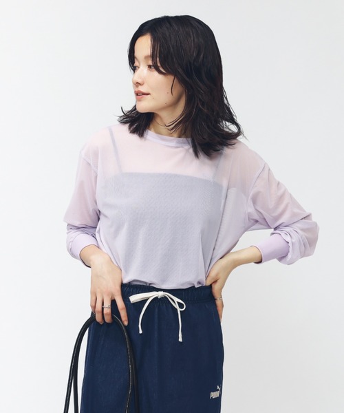 PUMA(プーマ)の「プーマ AUTUMN メッシュ LS Tシャツ(Tシャツ/カットソー・レディース・ブラック/ライトベージュ/ライラック/グリーン・L/S/M/XL)」の17枚目の写真