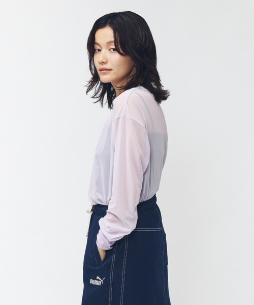 PUMA(プーマ)の「プーマ AUTUMN メッシュ LS Tシャツ(Tシャツ/カットソー・レディース・ブラック/ライトベージュ/ライラック/グリーン・L/S/M/XL)」の18枚目の写真