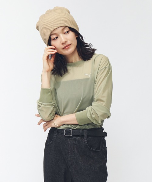 PUMA(プーマ)の「プーマ AUTUMN メッシュ LS Tシャツ(Tシャツ/カットソー・レディース・ブラック/ライトベージュ/ライラック/グリーン・L/S/M/XL)」の13枚目の写真