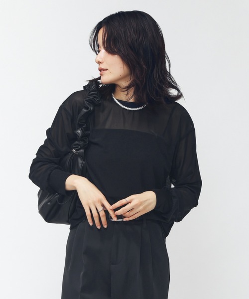 PUMA(プーマ)の「プーマ AUTUMN メッシュ LS Tシャツ(Tシャツ/カットソー・レディース・ブラック/ライトベージュ/ライラック/グリーン・L/S/M/XL)」の9枚目の写真