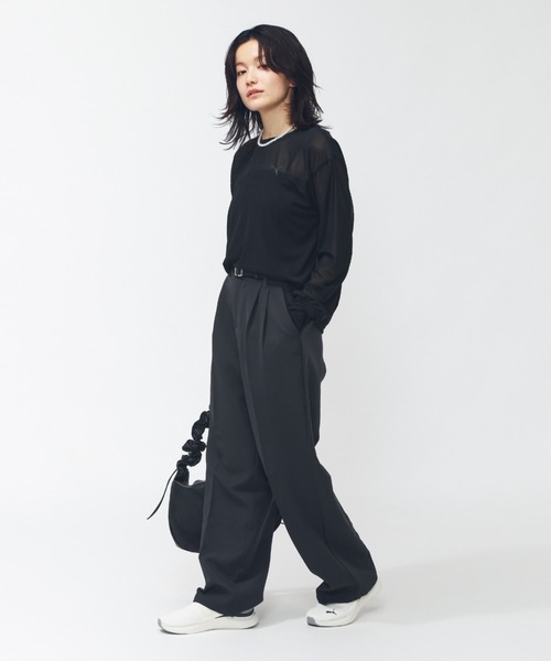 PUMA(プーマ)の「プーマ AUTUMN メッシュ LS Tシャツ(Tシャツ/カットソー・レディース・ブラック/ライトベージュ/ライラック/グリーン・L/S/M/XL)」の12枚目の写真