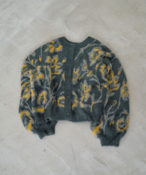 HARE（ハレ）の「2WAYフラワーガララメシャギーカーディガン(HARE)（カーディガン/ボレロ・レディース・ブルー/ブラック/ライトグレー/ホワイト/レッド/イエロー・FREE）」の5枚目の写真