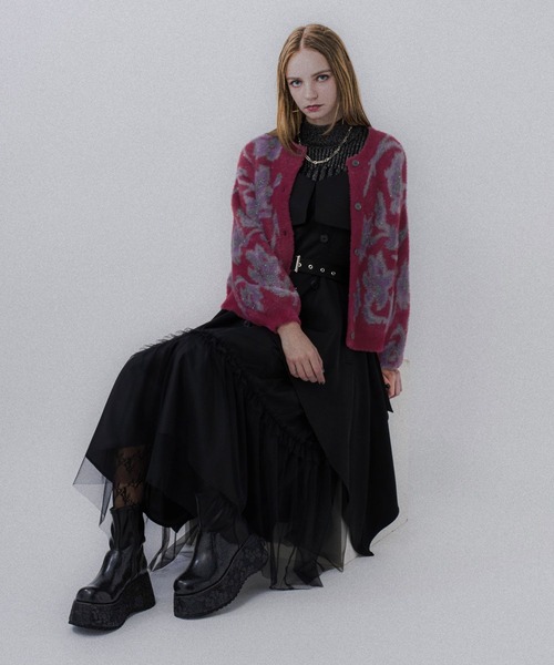 セール】2WAYフラワーガララメシャギーカーディガン(HARE