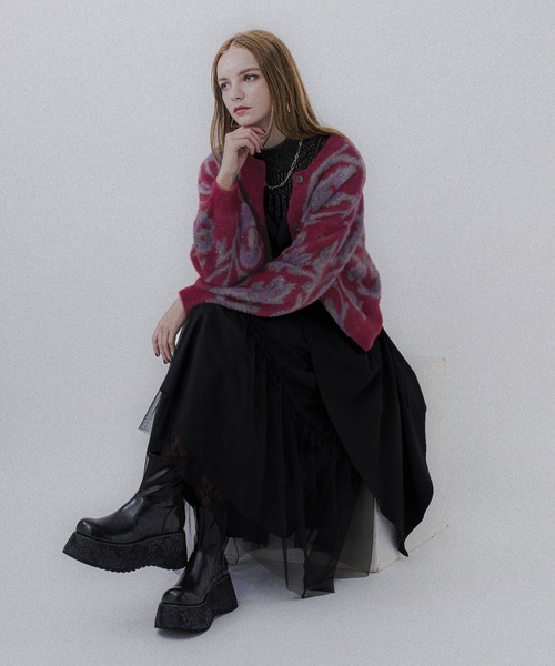 HARE（ハレ）の「2WAYフラワーガララメシャギーカーディガン(HARE)（カーディガン/ボレロ・レディース・ブルー/ブラック/ライトグレー/ホワイト/レッド/イエロー・FREE）」の22枚目の写真