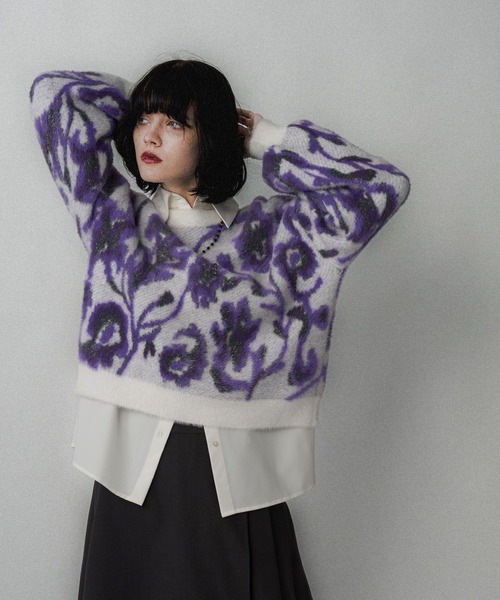 2WAYフラワーガララメシャギーカーディガン(HARE)（カーディガン