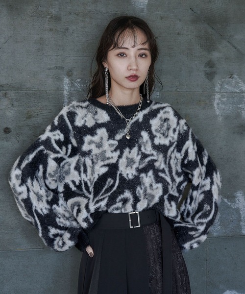 2WAYフラワーガララメシャギーカーディガン(HARE)（カーディガン