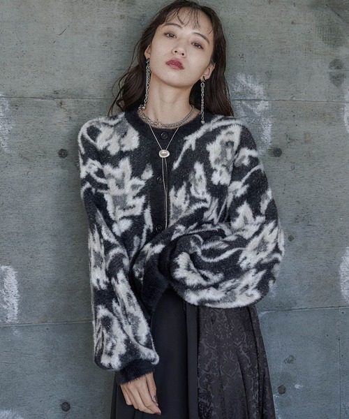 2WAYフラワーガララメシャギーカーディガン(HARE)（カーディガン