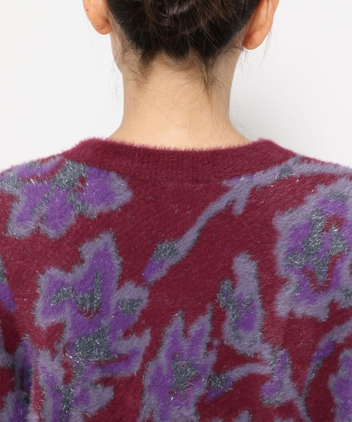 HARE（ハレ）の「2WAYフラワーガララメシャギーカーディガン(HARE)（カーディガン/ボレロ・レディース・ブルー/ブラック/ライトグレー/ホワイト/レッド/イエロー・FREE）」の7枚目の写真