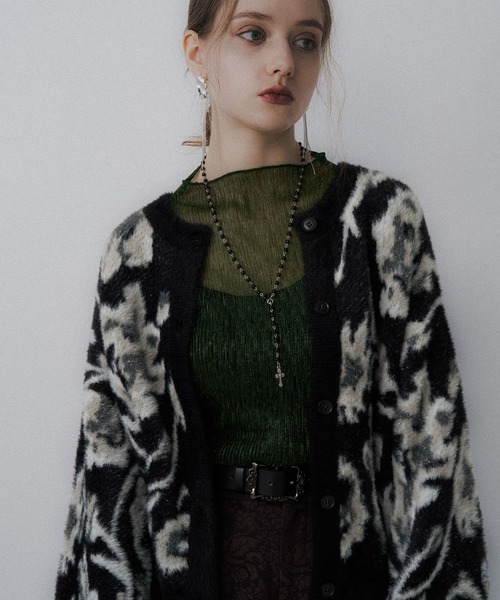 【しろ】HARE ハレ フラワー モチーフシャギー カーディガン Sサイズ HARE（ハレ）の「フラワーシャギーカーディガン(HARE