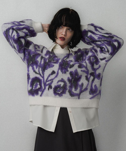 【しろ】HARE ハレ フラワー モチーフシャギー カーディガン Sサイズ しろ】HARE ハレ フラワー モチーフシャギー カーディガン Sサイズ