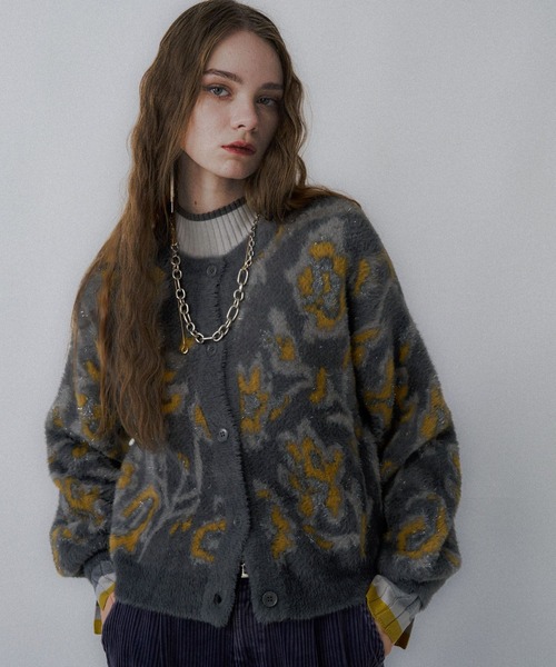 2WAYフラワーガララメシャギーカーディガン(HARE)（カーディガン