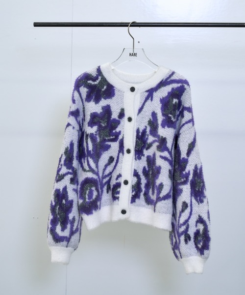 セール】2WAYフラワーガララメシャギーカーディガン(HARE