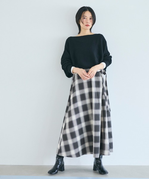 チェック柄ラップスカート（スカート）｜coca（coca）（コカ）の