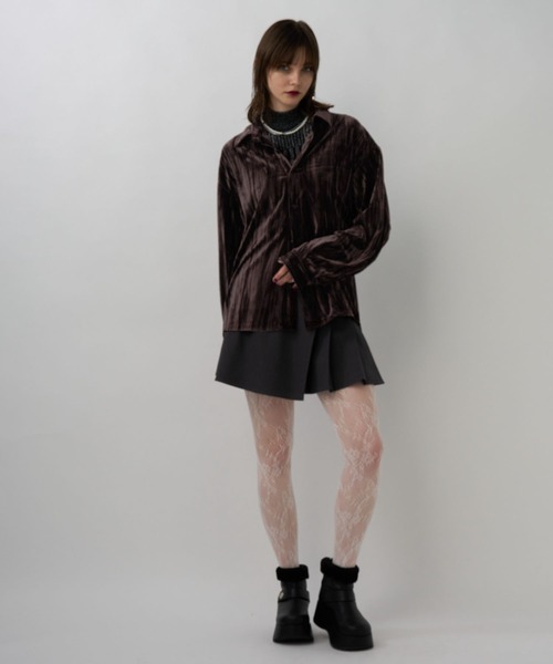 HARE(ハレ)の「【WEB限定】マルチマテリアルベロアシャツ(HARE)(シャツ/ブラウス・メンズ・ブラック/ブラウン/パープル・SMALL/MEDIUM/LARGE)」の6枚目の写真
