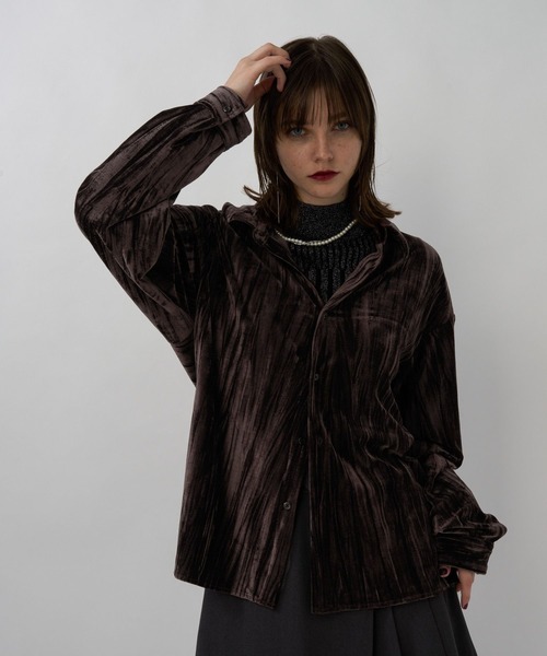 HARE(ハレ)の「【WEB限定】マルチマテリアルベロアシャツ(HARE)(シャツ/ブラウス・メンズ・ブラック/ブラウン/パープル・SMALL/MEDIUM/LARGE)」の15枚目の写真