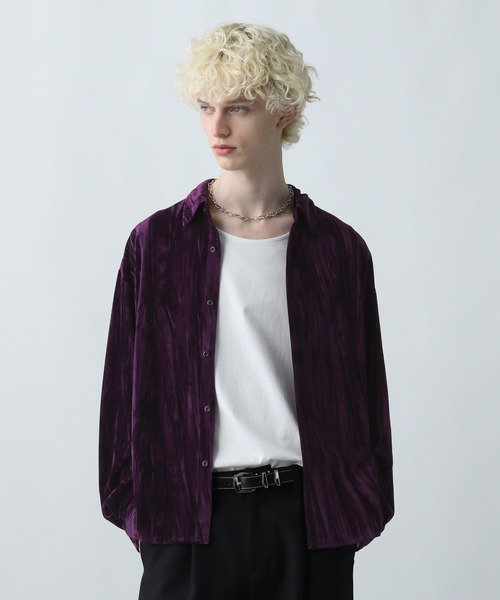 HARE(ハレ)の「【WEB限定】マルチマテリアルベロアシャツ(HARE)(シャツ/ブラウス・メンズ・ブラック/ブラウン/パープル・SMALL/MEDIUM/LARGE)」の22枚目の写真