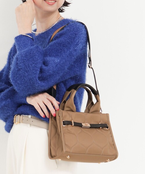 MICO COULIER(ミコクリエ)の「ラインテープ2WAYミニトートバッグ(トートバッグ・レディース・ベージュ/チャコールグレー・FREE)」の5枚目の写真