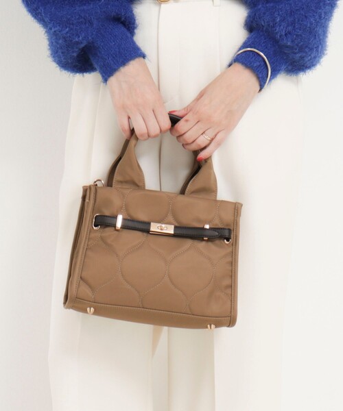 MICO COULIER(ミコクリエ)の「ラインテープ2WAYミニトートバッグ(トートバッグ・レディース・ベージュ/チャコールグレー・FREE)」の7枚目の写真