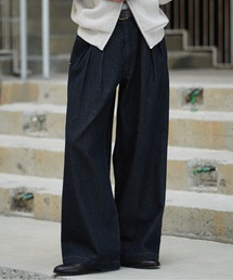 WYM LIDNM(EB oC h)3TUCK DENIM BAGGY SLACKS(fjpc)
