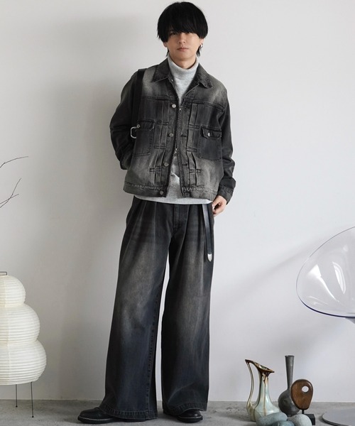 WYM LIDNM（ウィム バイ リドム）の「3TUCK DENIM BAGGY SLACKS（デニムパンツ・メンズ・ブラック系/インディゴブルー・S/M/L）」の20枚目の写真