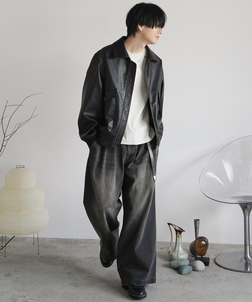 WYM LIDNM（ウィム バイ リドム）の「3TUCK DENIM BAGGY SLACKS（デニムパンツ・メンズ・ブラック系/インディゴブルー・S/M/L）」の18枚目の写真