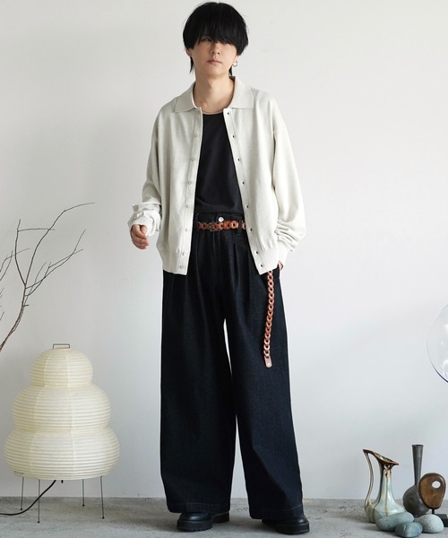 WYM LIDNM（ウィム バイ リドム）の「3TUCK DENIM BAGGY SLACKS（デニムパンツ・メンズ・ブラック系/インディゴブルー・S/M/L）」の9枚目の写真