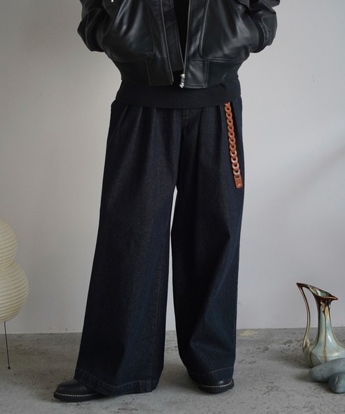 WYM LIDNM（ウィム バイ リドム）の「3TUCK DENIM BAGGY SLACKS（デニムパンツ・メンズ・ブラック系/インディゴブルー・S/M/L）」の8枚目の写真