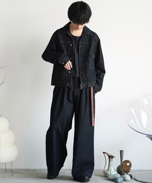 WYM LIDNM（ウィム バイ リドム）の「3TUCK DENIM BAGGY SLACKS（デニムパンツ・メンズ・ブラック系/インディゴブルー・S/M/L）」の13枚目の写真