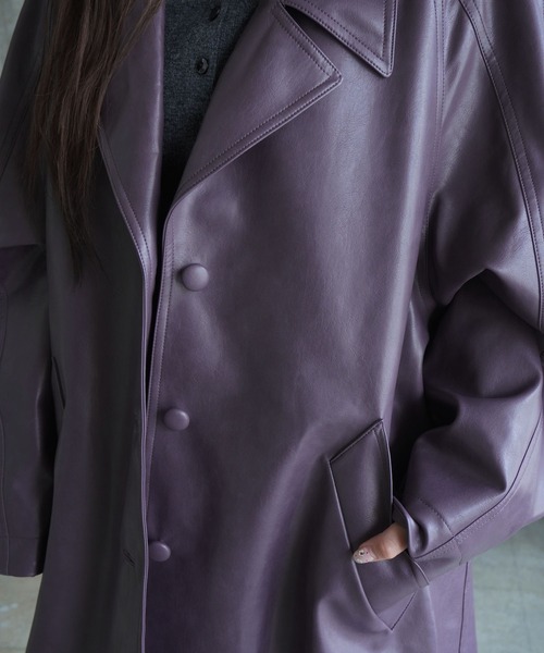 LOW CLASSIC（ロウ　クラシック）の「TEXTURED LEATHER HALF COAT（その他アウター・レディース・パープル・S）」の15枚目の写真