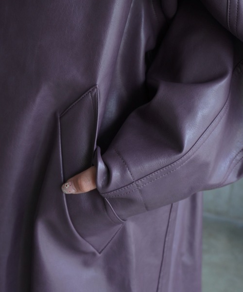 LOW CLASSIC（ロウ　クラシック）の「TEXTURED LEATHER HALF COAT（その他アウター・レディース・パープル・S）」の16枚目の写真