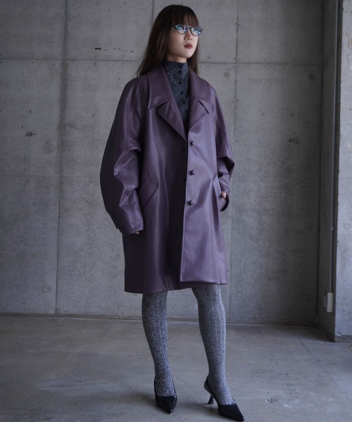 LOW CLASSIC（ロウ　クラシック）の「TEXTURED LEATHER HALF COAT（その他アウター・レディース・パープル・S）」の14枚目の写真