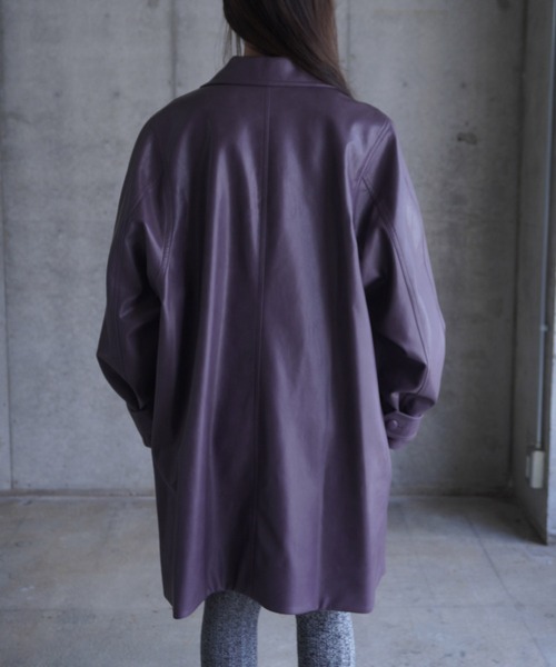 LOW CLASSIC（ロウ　クラシック）の「TEXTURED LEATHER HALF COAT（その他アウター・レディース・パープル・S）」の13枚目の写真